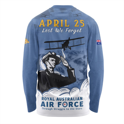 Australia Long Sleeve T-shirt Anzac Day Royal Australian Air Force Gallipoli Skies Australia Long Sleeve T-shirt Anzac Day Royal Australian Air Force Gallipoli Skies