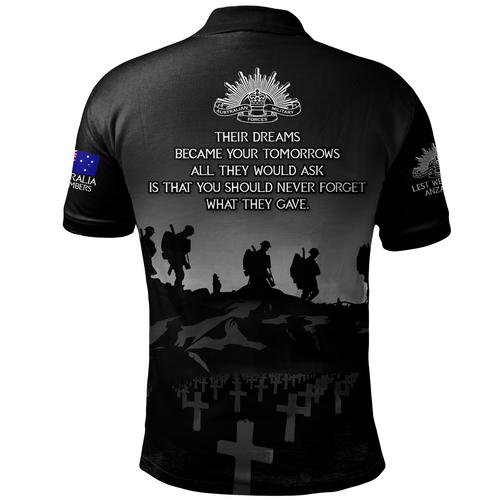Australia Polo Shirt Anzac Day Lest We Forget Battlefields Remembered Australia Polo Shirt Anzac Day Lest We Forget Battlefields Remembered