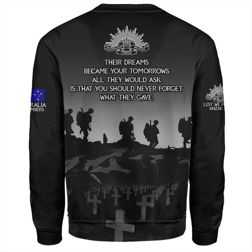 Australia Sweatshirt Anzac Day Lest We Forget Battlefields Remembered Australia Sweatshirt Anzac Day Lest We Forget Battlefields Remembered