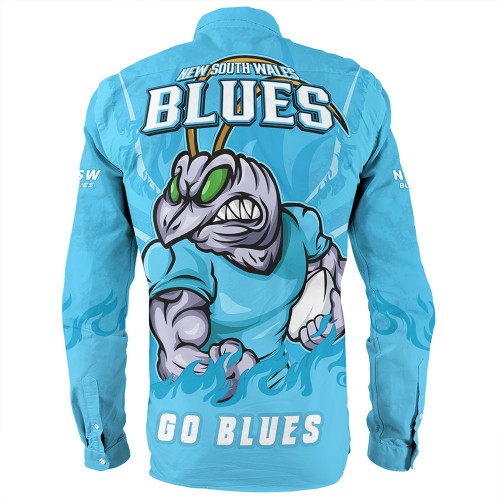 New South Wales Blues Long Sleeve Shirt Strong Fighting Flame Go Blues New South Wales Blues Long Sleeve Shirt Strong Fighting Flame Go Blues