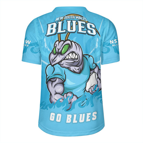 New South Wales Blues Rugby Jersey Strong Fighting Flame Go Blues