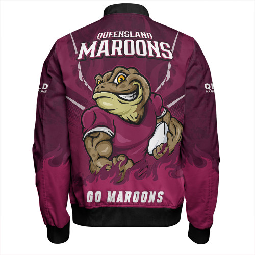 Queensland Maroons Bomber Jacket Strong Fighting Flame Go Maroons