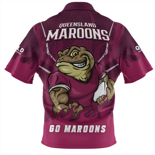 Queensland Maroons Hawaiian Shirt Strong Fighting Flame Go Maroons Queensland Maroons Hawaiian Shirt Strong Fighting Flame Go Maroons
