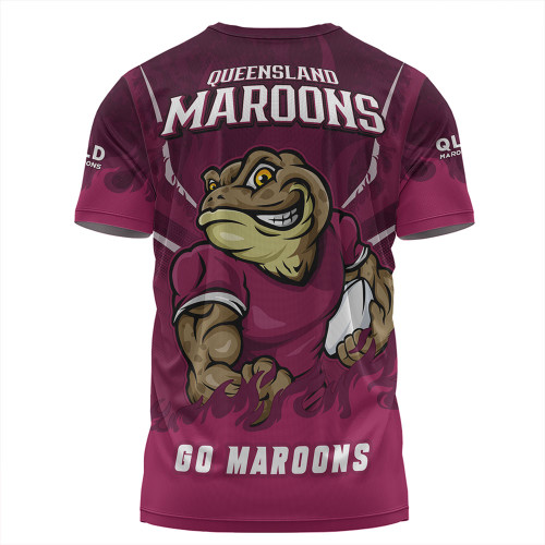 Queensland Maroons T-Shirt Strong Fighting Flame Go Maroons Queensland Maroons T-Shirt Strong Fighting Flame Go Maroons