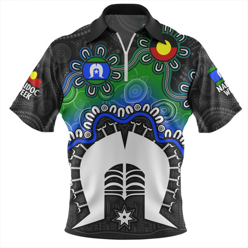 Indigenous Australian Aboriginal Zip Polo Shirt Naidoc Week Echo Of Ancestors