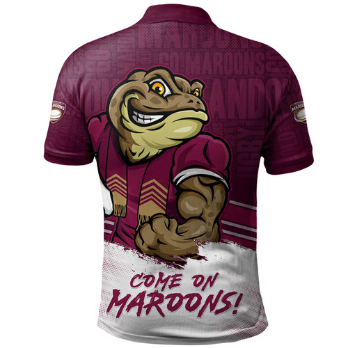 Queensland Maroons Polo Shirt QLD Maroons Word Cloud Style Queensland Maroons Polo Shirt QLD Maroons Word Cloud Style
