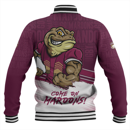 Queensland Maroons Baseball Jacket QLD Maroons Word Cloud Style Queensland Maroons Baseball Jacket QLD Maroons Word Cloud Style