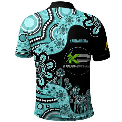 Australia Polo Shirt Custom Bowl Aboriginal Indigenous Dot Turquoise