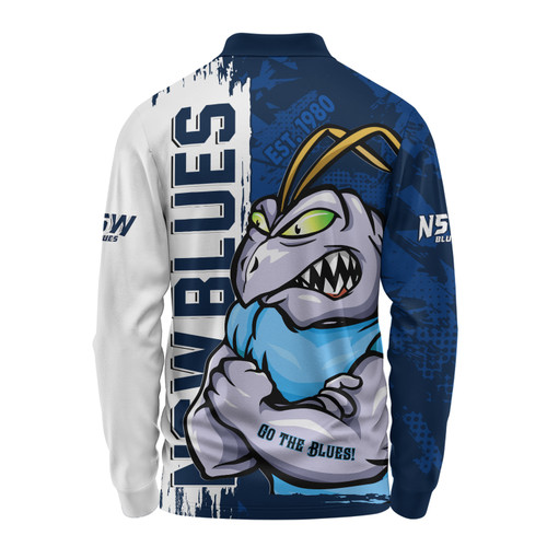 New South Wales Blues Long Sleeve Polo Shirt Blue Blooded Spirit Blues Legacy