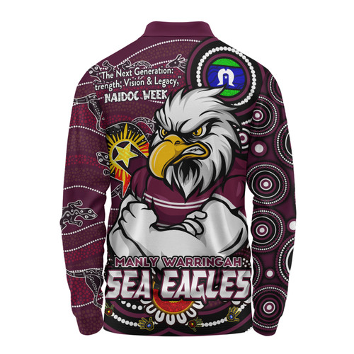 Manly Warringah Sea Eagles Long Sleeve Polo Shirt Spirit Of NAIDOC Series Manly Warringah Sea Eagles Long Sleeve Polo Shirt Spirit Of NAIDOC Series