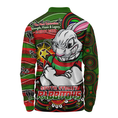 South Sydney Rabbitohs Long Sleeve Polo Shirt Spirit Of NAIDOC Series