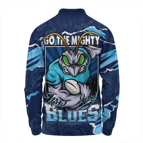 New South Wales Blues Long Sleeve Polo Shirt NSW Rampage Cockroaches Edition