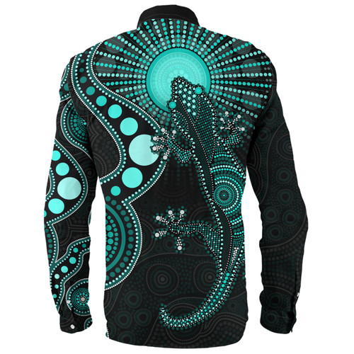 Australia Long Sleeve Shirt Turquoise Dreaming Gecko Spirit Australia Long Sleeve Shirt Turquoise Dreaming Gecko Spirit