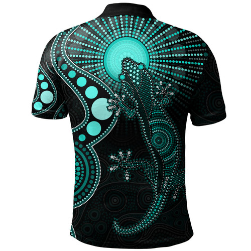 Australia Polo Shirt Turquoise Dreaming Gecko Spirit Australia Polo Shirt Turquoise Dreaming Gecko Spirit