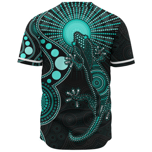 Australia Baseball Shirt Turquoise Dreaming Gecko Spirit Australia Baseball Shirt Turquoise Dreaming Gecko Spirit