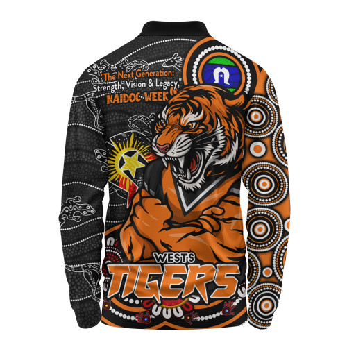 Wests Tigers Long Sleeve Polo Shirt Spirit Of NAIDOC Series