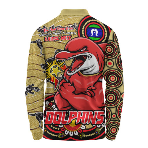 Redcliffe Dolphins Long Sleeve Polo Shirt Spirit Of NAIDOC Series