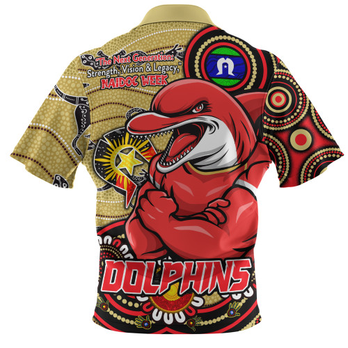 Redcliffe Dolphins Zip Polo Shirt Spirit Of NAIDOC Series