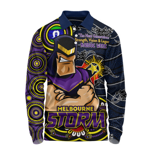 Melbourne Storm Long Sleeve Polo Shirt Spirit Of NAIDOC Series