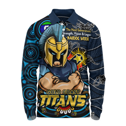 Gold Coast Titans Long Sleeve Polo Shirt Spirit Of NAIDOC Series
