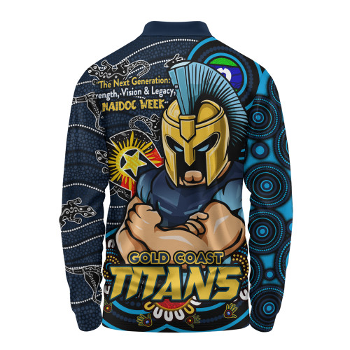 Gold Coast Titans Long Sleeve Polo Shirt Spirit Of NAIDOC Series