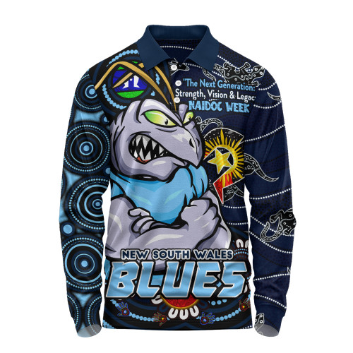 New South Wales Blues Long Sleeve Polo Shirt Spirit Of NAIDOC Series