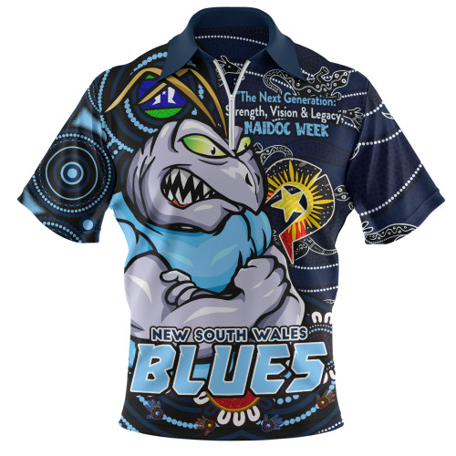 New South Wales Blues Zip Polo Shirt Spirit Of NAIDOC Series