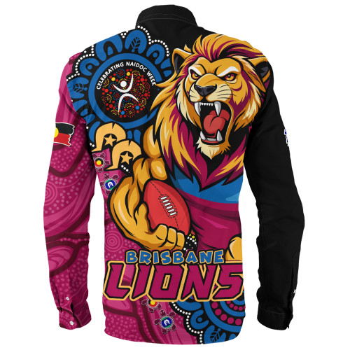 Brisbane Lions Long Sleeve Shirt Power Through Generations NAIDOC Edition