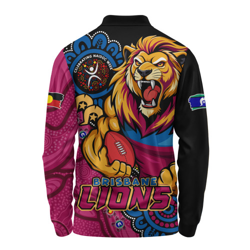 Brisbane Lions Long Sleeve Polo Shirt Power Through Generations NAIDOC Edition Brisbane Lions Long Sleeve Polo Shirt Power Through Generations NAIDOC Edition