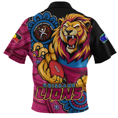 Brisbane Lions Zip Polo Shirt Power Through Generations NAIDOC Edition