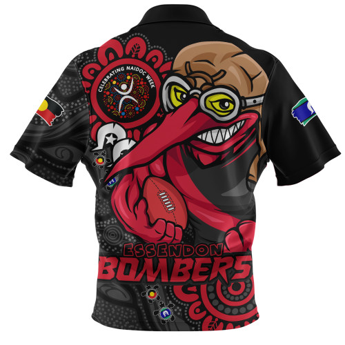 Essendon Zip Polo Shirt Power Through Generations NAIDOC Edition Essendon Zip Polo Shirt Power Through Generations NAIDOC Edition