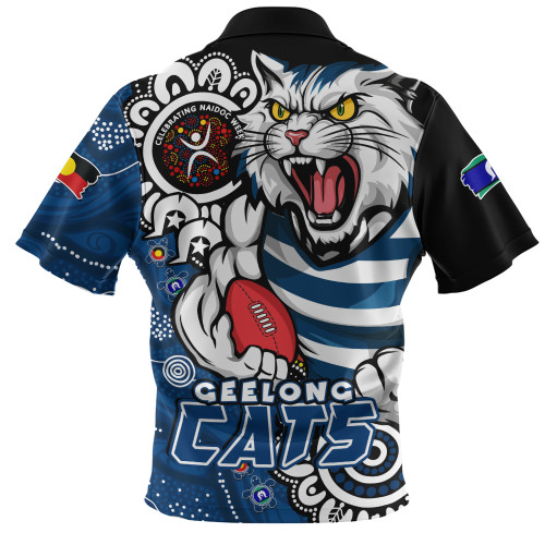 Geelong Cats Zip Polo Shirt Power Through Generations NAIDOC Edition