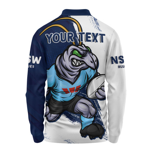 New South Wales Blues Long Sleeve Polo Shirt Battleborn Blues