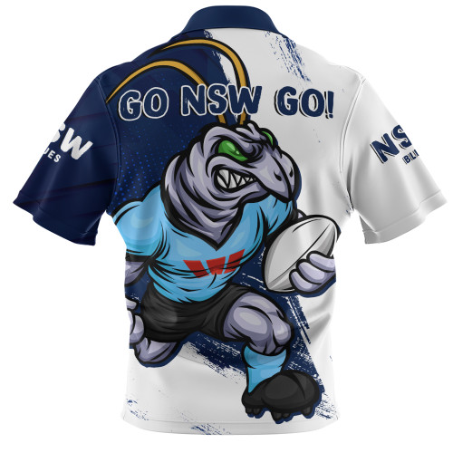 New South Wales Blues Zip Polo Shirt Battleborn Blues