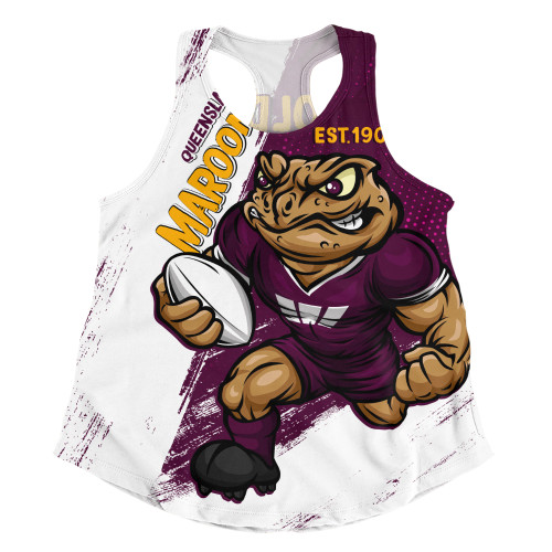 Queensland Maroons Women Racerback Singlet Battleborn Maroons