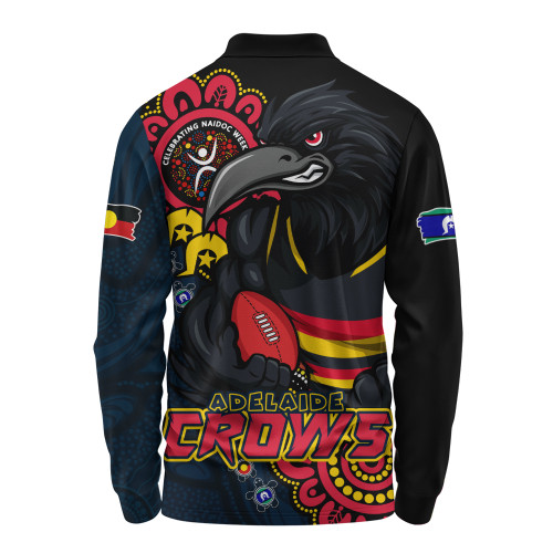 Adelaide Crows Long Sleeve Polo Shirt Power Through Generations NAIDOC Edition