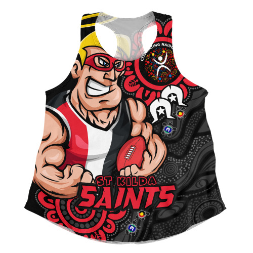 St Kilda Women Racerback Singlet Power Through Generations NAIDOC Edition