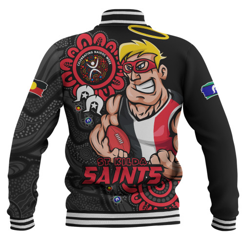 St Kilda Baseball Jacket Power Through Generations NAIDOC Edition St Kilda Baseball Jacket Power Through Generations NAIDOC Edition