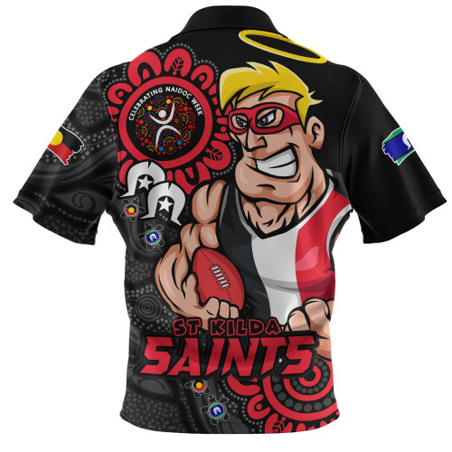 St Kilda Zip Polo Shirt Power Through Generations NAIDOC Edition