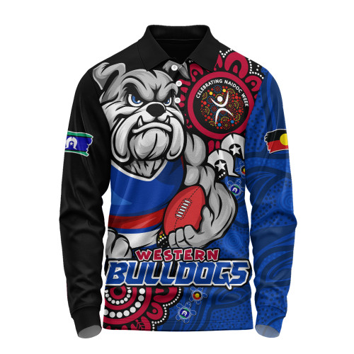 Western Bulldogs Long Sleeve Polo Shirt Power Through Generations NAIDOC Edition