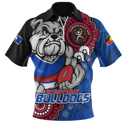 Western Bulldogs Zip Polo Shirt Power Through Generations NAIDOC Edition