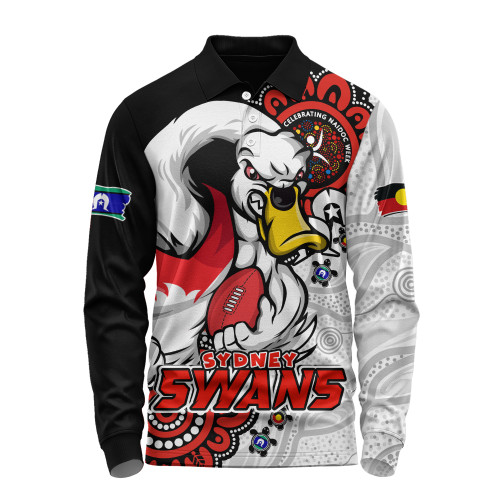 Sydney Swans Long Sleeve Polo Shirt Power Through Generations NAIDOC Edition