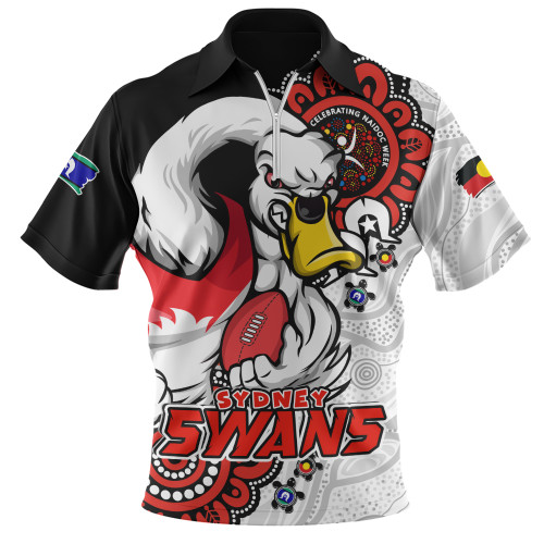 Sydney Swans Zip Polo Shirt Power Through Generations NAIDOC Edition
