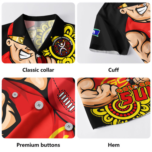 Gold Coast SUNS Hawaiian Shirt Power Through Generations NAIDOC Edition Gold Coast SUNS Hawaiian Shirt Power Through Generations NAIDOC Edition