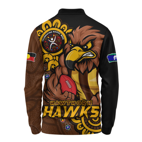 Hawthorn Long Sleeve Polo Shirt Power Through Generations NAIDOC Edition