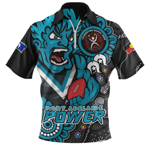 Port Adelaide Zip Polo Shirt Power Through Generations NAIDOC Edition
