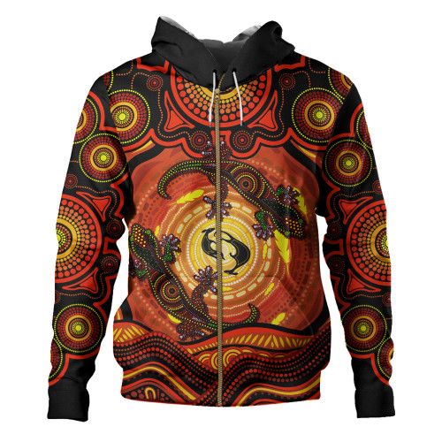 Indigenous Australian Aboriginal Hoodie Gecko Dreaming Spirit Circle Edition