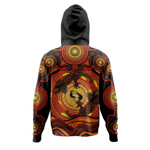 Indigenous Australian Aboriginal Hoodie Gecko Dreaming Spirit Circle Edition