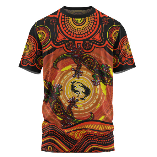 Indigenous Australian Aboriginal T-Shirt Gecko Dreaming Spirit Circle Edition