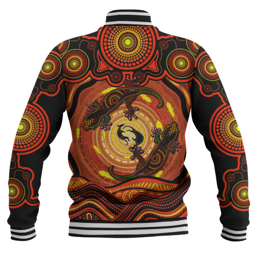 Indigenous Australian Aboriginal Baseball Jacket Gecko Dreaming Spirit Circle Edition Indigenous Australian Aboriginal Baseball Jacket Gecko Dreaming Spirit Circle Edition